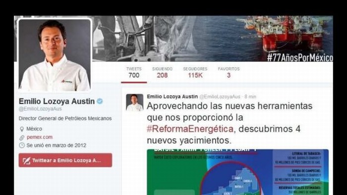 Yacimientos en Tabasco dan oxígeno a Pemex: Lozoya