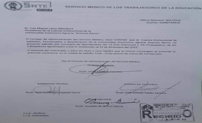 Miente líder de la sección 38