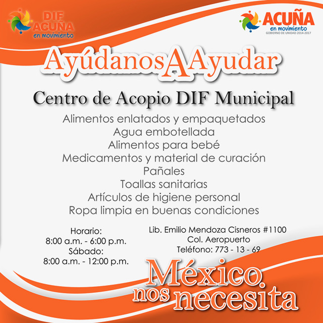 ACUÑA SOLIDARIA CON DAMNIFICADOS POR  TERREMOTO.