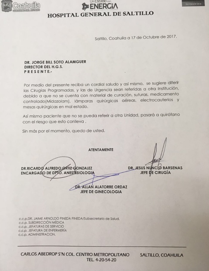 Deplorable situación económica del Hospital General