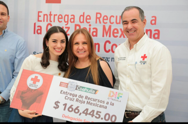 ENTREGAN DIF Y GOBIERNO DE COAHUILA A CRUZ ROJA RECURSOS PARA APOYAR SUS LABORES ALTRUISTAS
