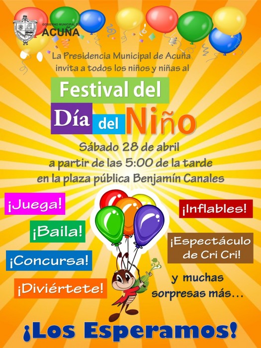 PREPARADO EL FESTIVAL DEL NIÑO DEL 28 DE ABRIL, EN LA PLAZA BENJAMÍN CANALES.