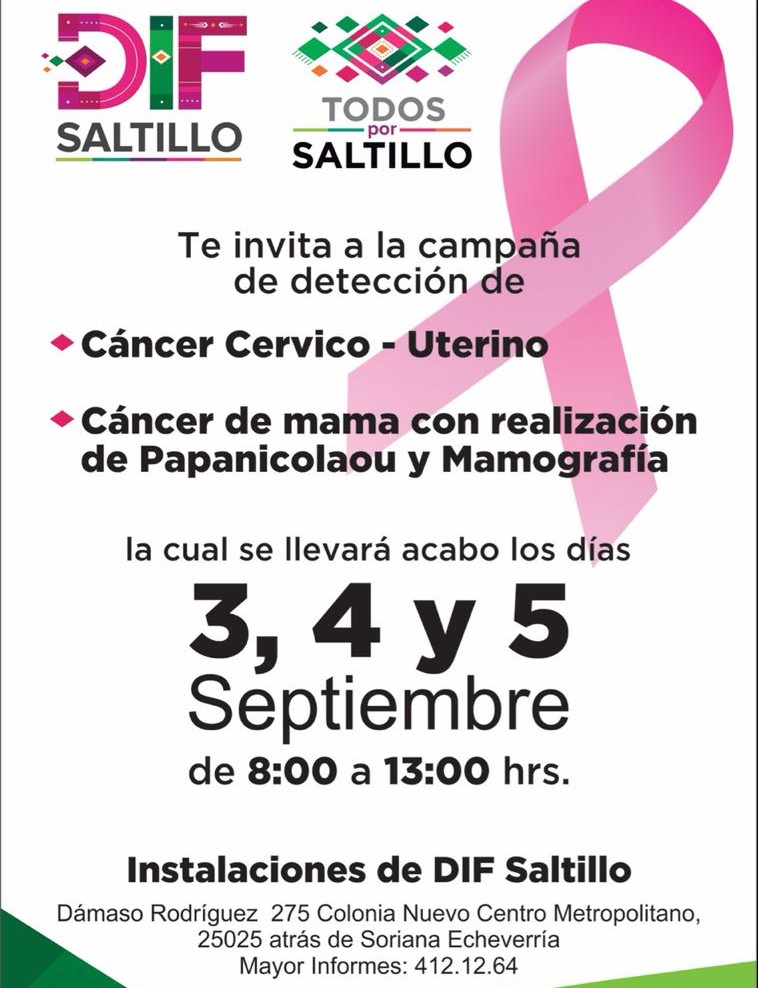 Realizarán mamografías gratuitas en el DIF Saltillo