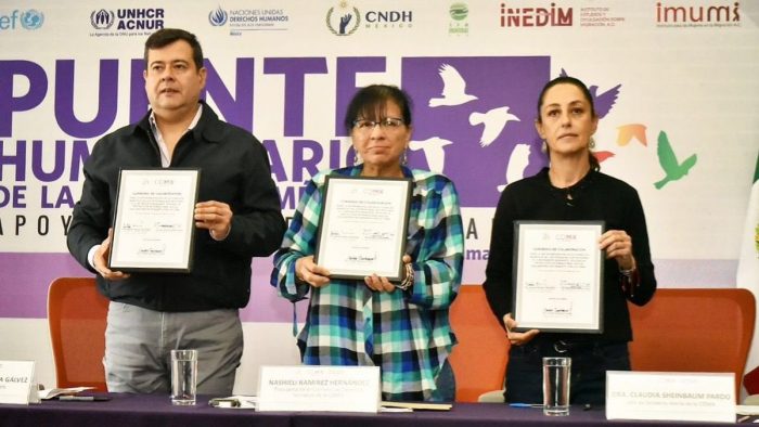 Amieva y Sheinbaum arman ayuda a caravana
