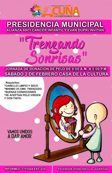Invita Presidencia de Acuña a evento de donación de cabello.