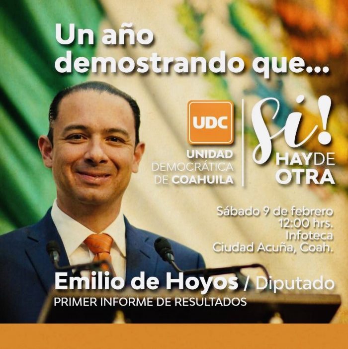 Rendirá su primer informe de resultados  Diputado Emilio de Hoyos