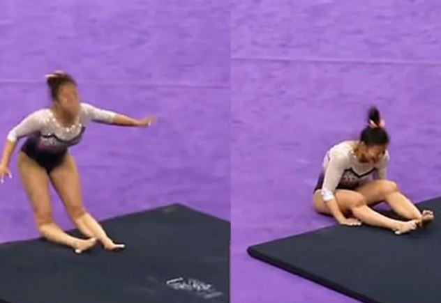 Gimnasta estremece al fracturarse las piernas en plena rutina