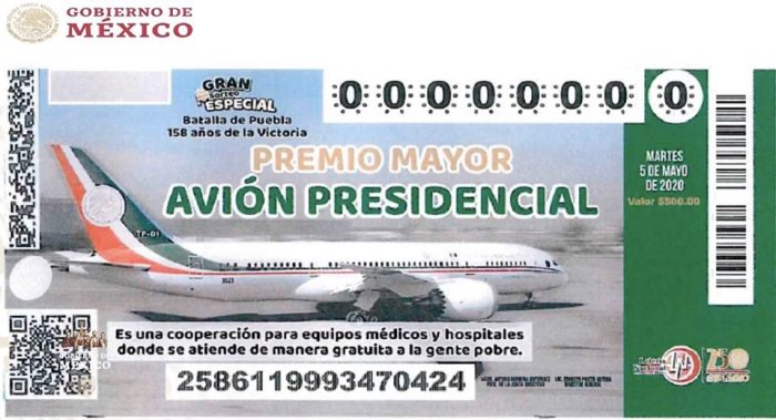 AMLO presenta diseño del ‘cachito’ de la rifa del avión presidencial