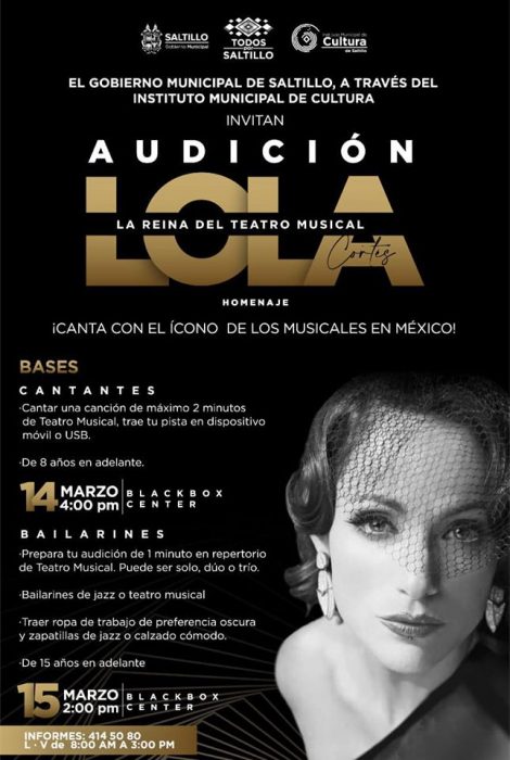 Invita el IMCS a la Audición "LOLA" la reuna del teatro Musical