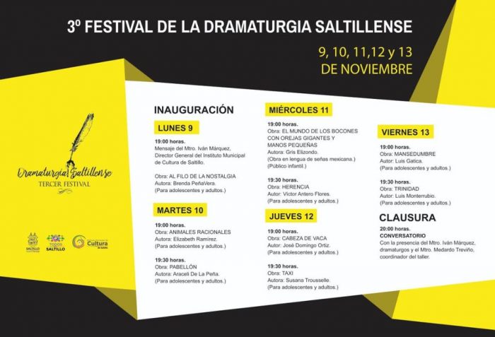 El IMCS invita al tercer festival de dramaturgia Saltillense