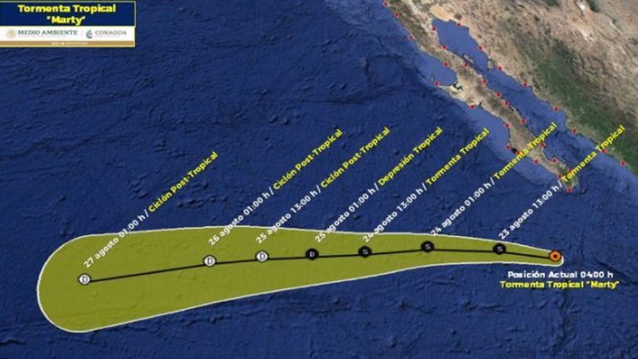 Se formó la tormenta tropical Marty en el Océano Pacífico: esta será su trayectoria