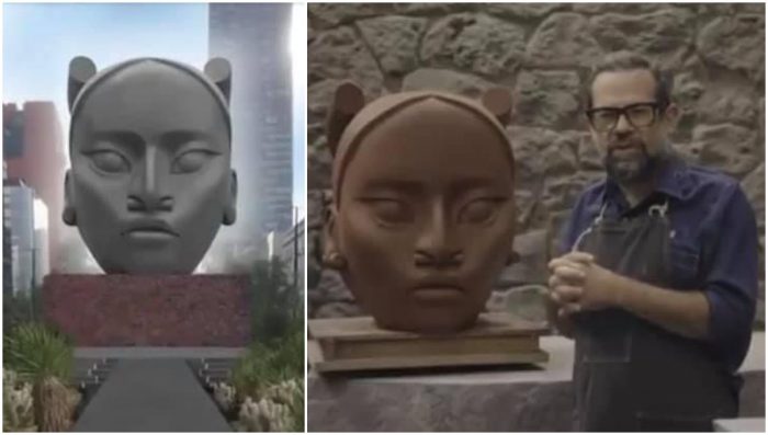 Ella es ‘Tlali’, la escultura indígena que remplazará a Colón en Reforma