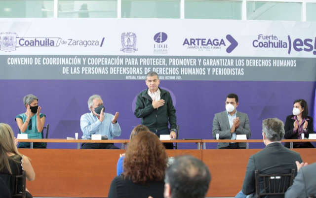 COAHUILA, PRIMERA ENTIDAD EN FIRMAR CONVENIO PARA PROTECCIÓN DE PERIODISTAS Y DEFENSORES DE DERECHOS HUMANOS