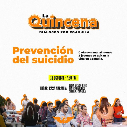 Es hoy¡ plática en la "Casa Naranja" sobre la Prevención del Suicidio