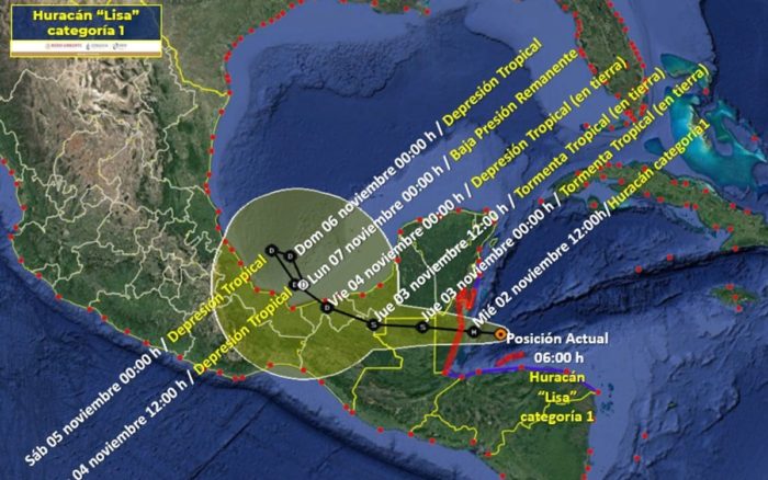 Quintana Roo y la Península de Yucatán a la espera del huracán “Lisa” que primero impactará en Belice
