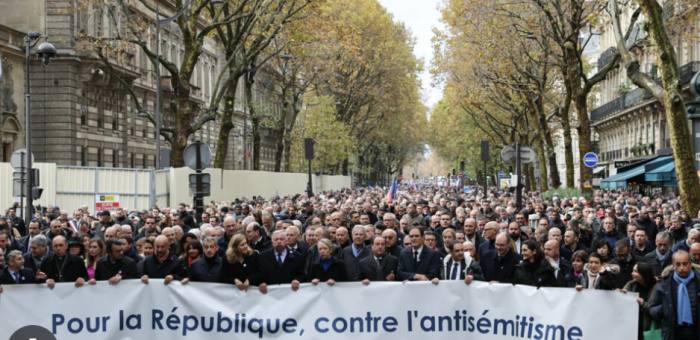 Francia marcha contra el antisemitismo; se unen la izquierda y la ultraderecha por la causa