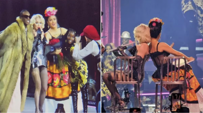 Salma Hayek prende el escenario en el cierre de la gira de Madonna en la CDMX