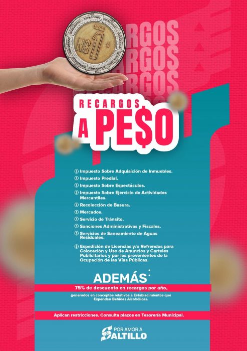 Vigentes los recargos a $1 peso en el Predial