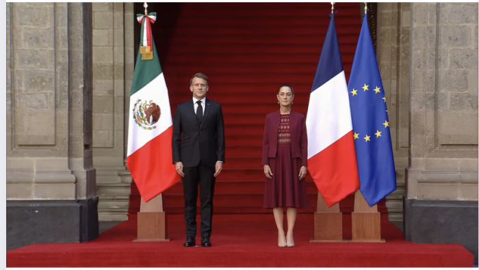 Emmanuel Macron llega a Palacio Nacional para reunión bilateral con Sheinbaum: estos son los temas que abordarán