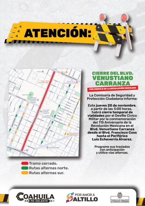 Implementará Gobierno Municipal cierre temporal de vialidades durante desfile conmemorativo