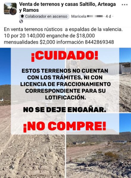 Informa Gobierno Municipal sobre venta ilegal de terrenos rústicos