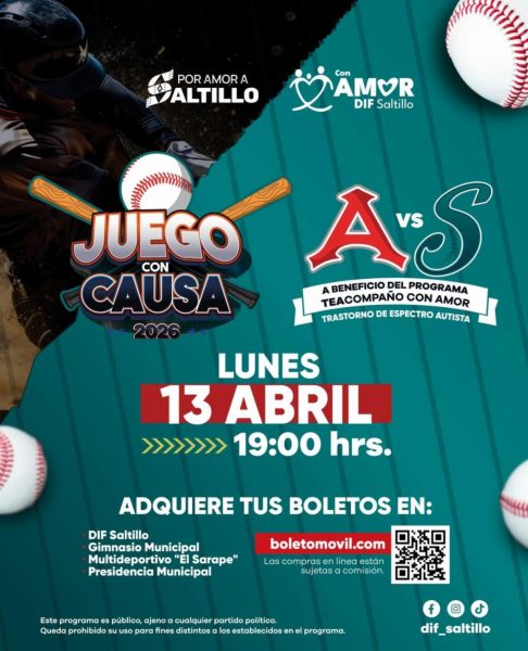 Invita DIF Saltillo a disfrutar del béisbol y apoyar a personas con espectro autista