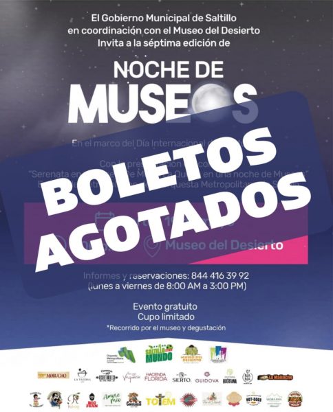 Agotan saltillenses boletos para la “Noche de Museos” en el Museo del Desierto