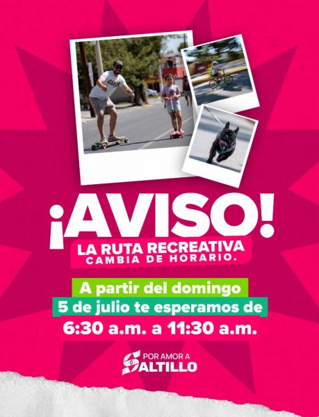 A partir de este domingo cambia el horario de la Ruta Recreativa
