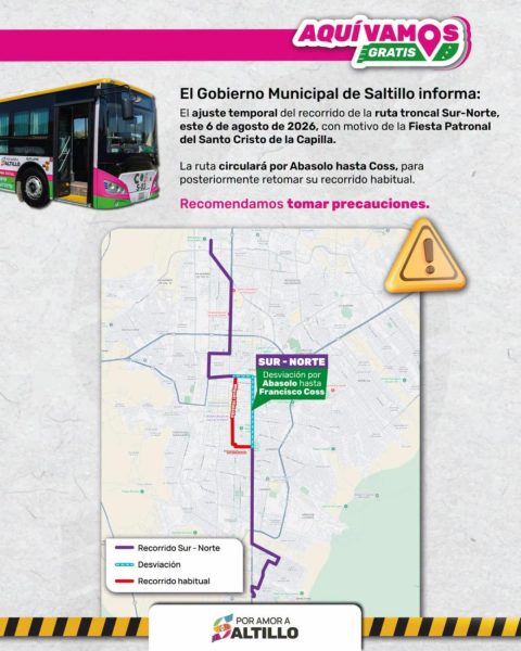 Habrá ajuste temporal en las rutas troncales norte-sur y sur-norte por la fiesta del Santo Cristo