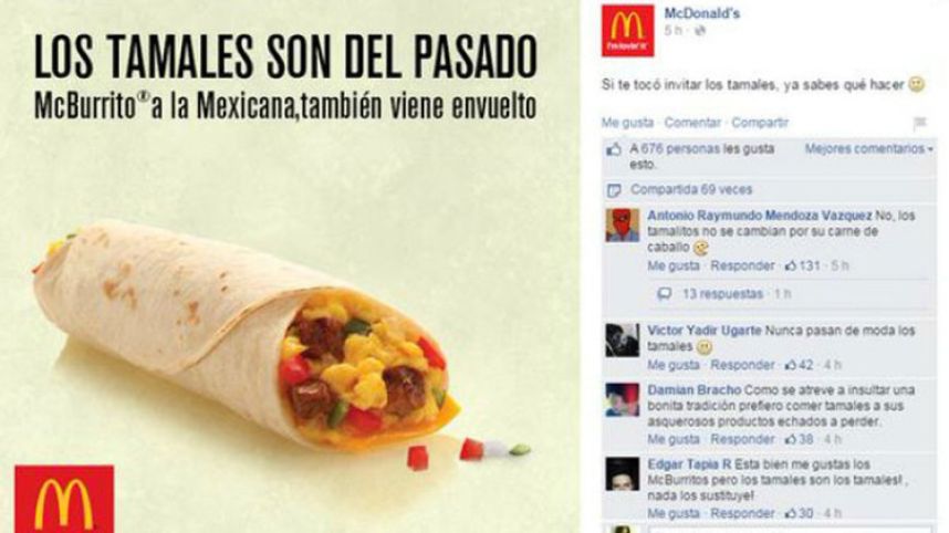 Restaurante de comida rápida es criticado por atacar a los tamales