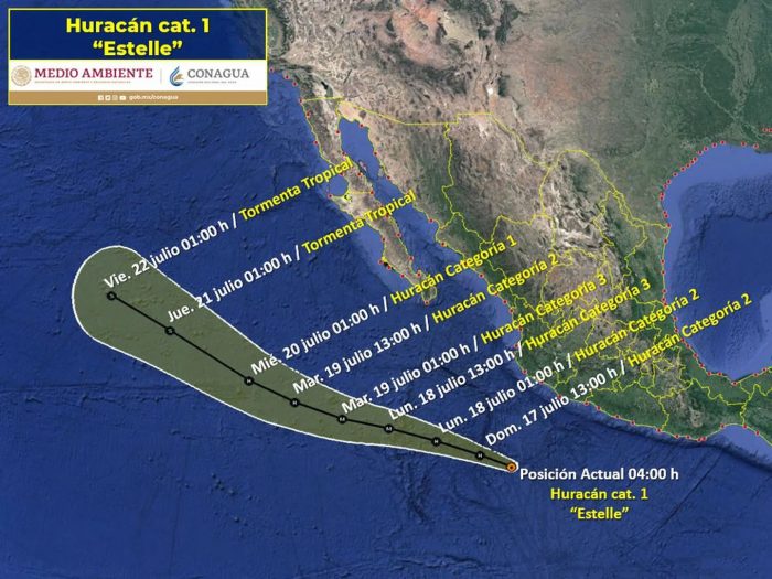 Huracán Estelle: esta será su trayectoria, provocará fuertes lluvias, deslaves e inundaciones en 6 estados