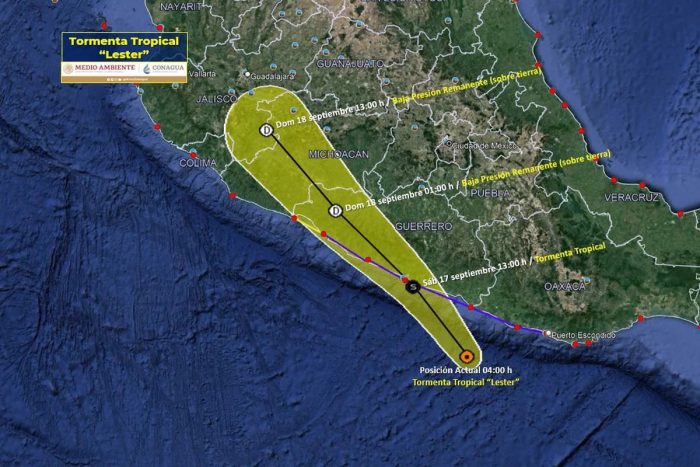 Tormenta ‘Lester’ podría tocar tierra en las próximas horas; ocasionará lluvias extraordinarias en estos estados