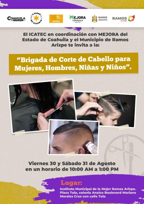 OFRECERÁN CORTES DE CABELLO GRATIS EN LA PLAZA TULA DE RAMOS ARIZPE