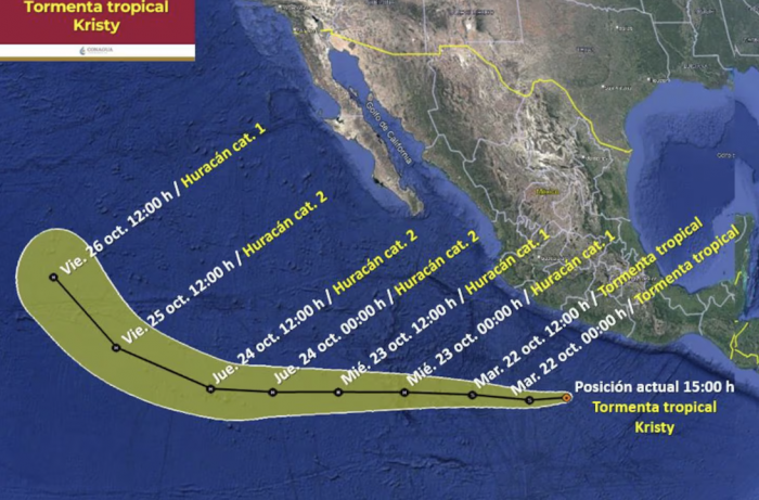 Tormenta tropical ‘Kristy’ se forma en costas de Guerrero y Michoacán: ¿Cuál será su trayectoria?