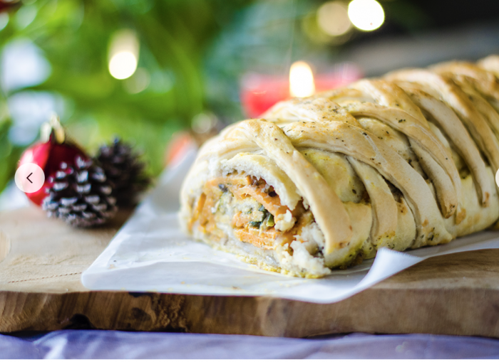 ROLLO DE VERDURAS: CAMOTE, CHAMPIÑONES Y PÂTÉ DE OLIVAS NEGRAS