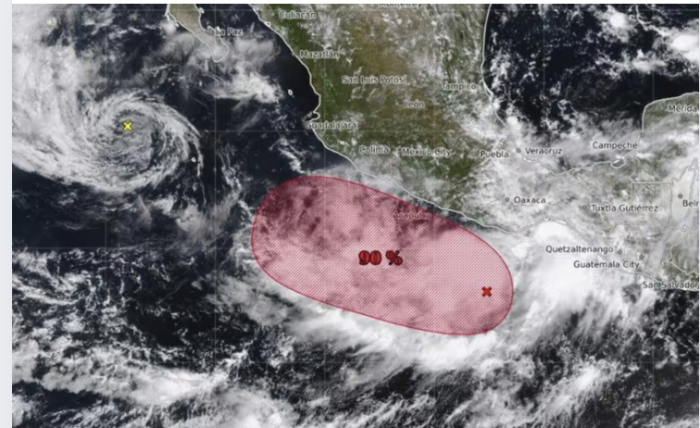 Emiten alerta por zona de baja presión que podría evolucionar a ciclón en Oaxaca