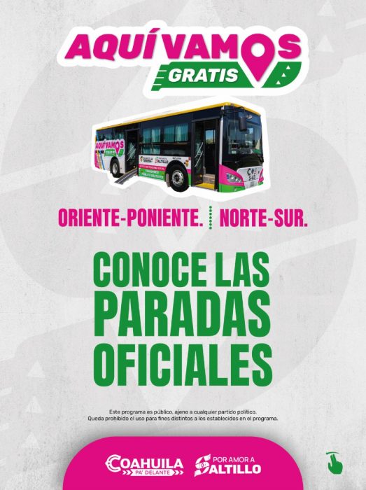 Recuerda: estas son las paradas oficiales del “Aquí Vamos Gratis”