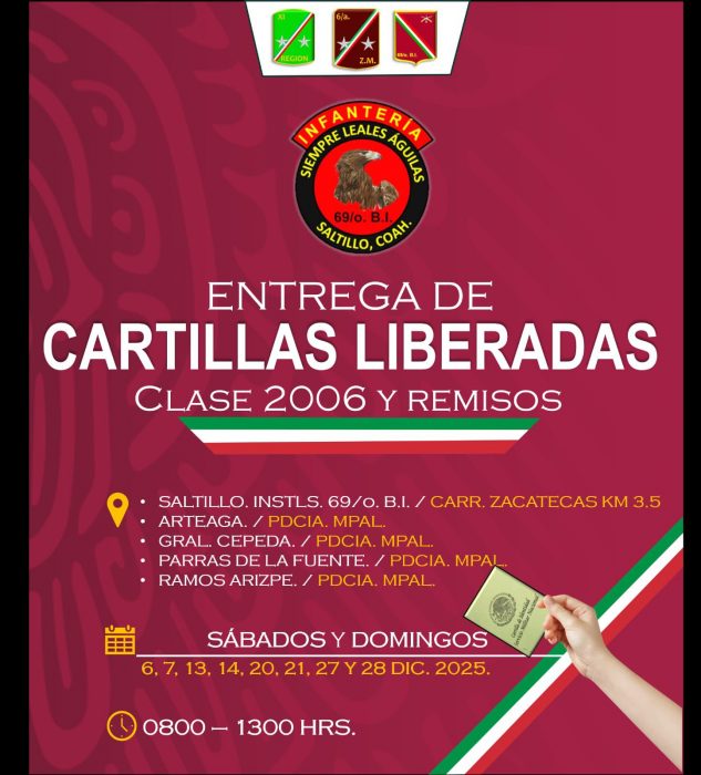 Invitan a clase 2006 y remisos a recoger su Cartilla de Identidad Militar