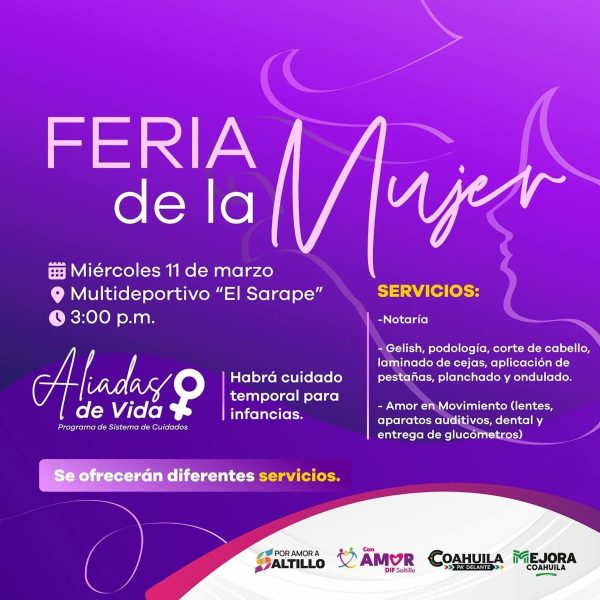 Invita DIF Saltillo a la Feria de la Mujer en el Multideportivo El Sarape