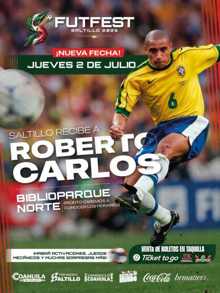 Próximo jueves, la visita se Roberto Carlos al FutFest Saltillo 2026