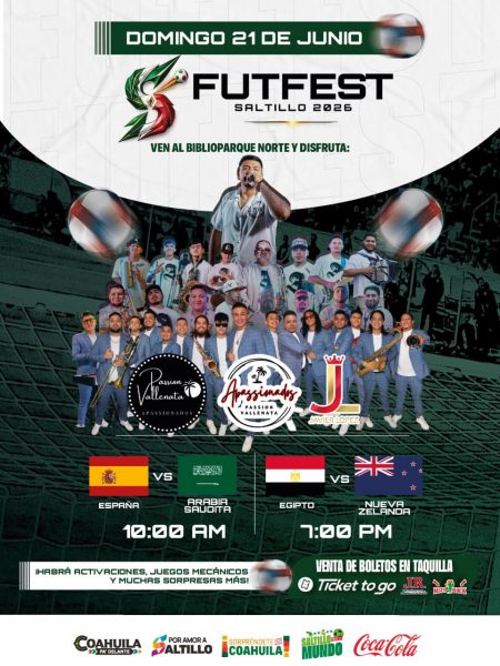 El FUTFEST Saltillo 2026 ofrece un domingo de fútbol y música en vivo