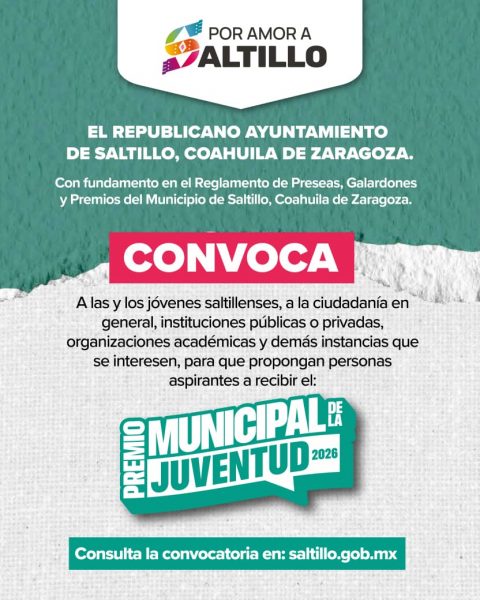 Está vigente convocatoria para el Premio Municipal de la Juventud 2026