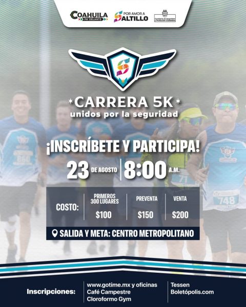 Últimos lugares para Carrera 5K Unidos por la Seguridad