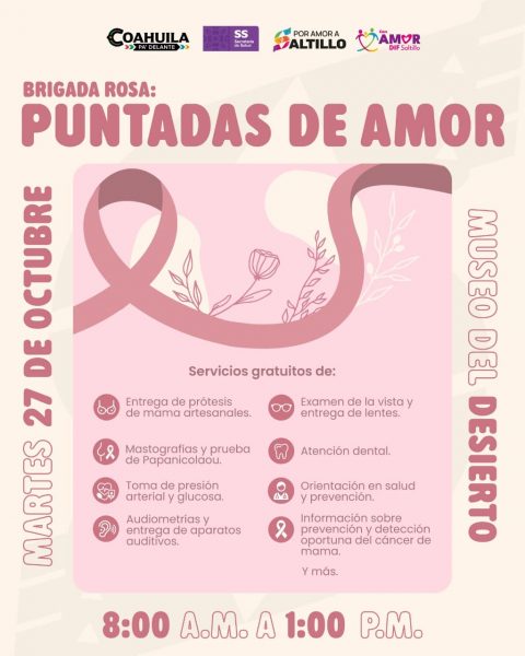 Prepara Municipio de Saltillo la Brigada Rosa: Puntadas de Amor
