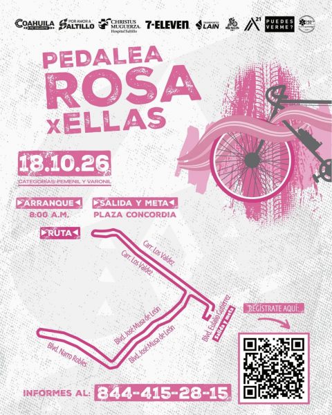 Realizará Municipio de Saltillo el “Pedalea Rosa por Ellas”